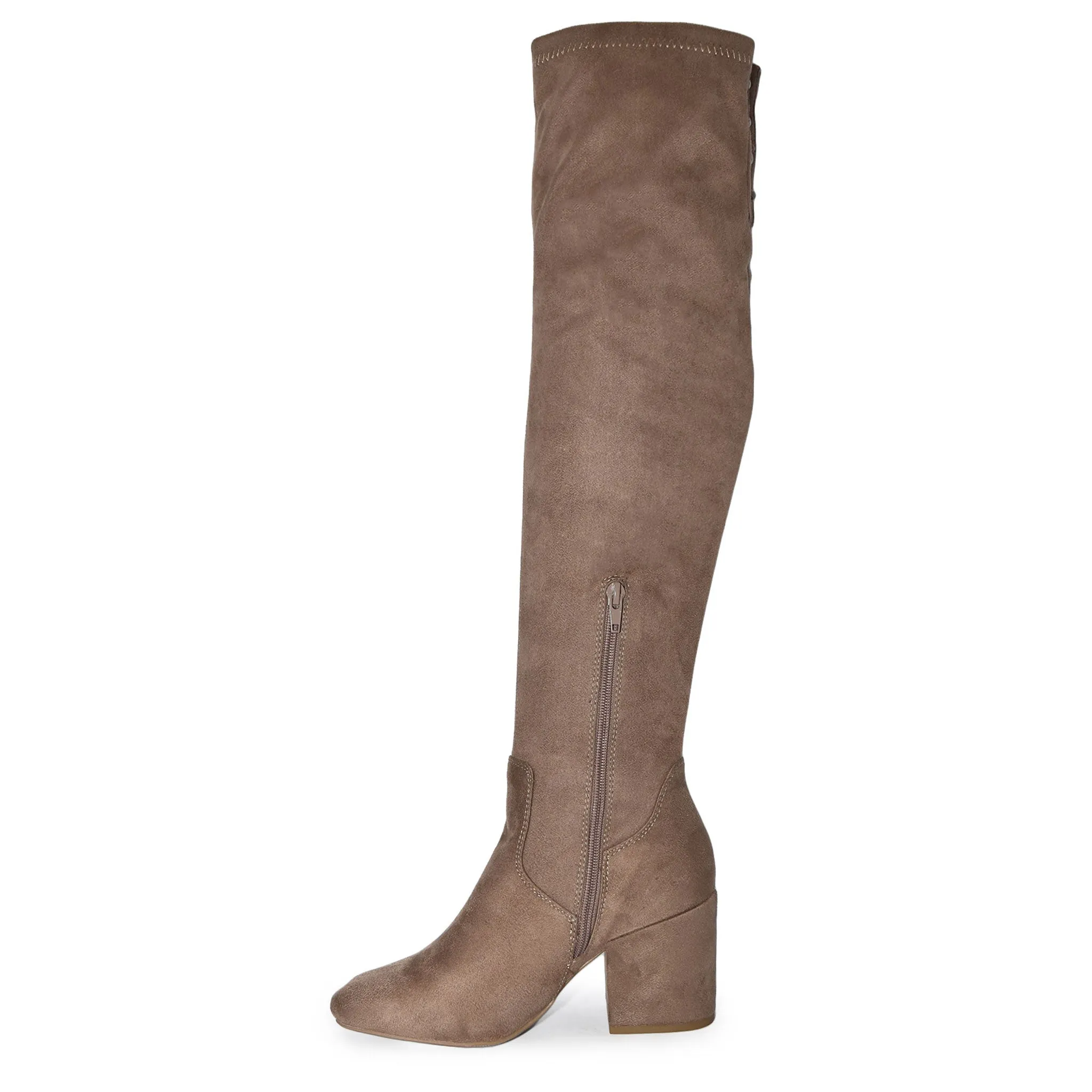 ADA-28 Lace-Up Over The Knee Low Chunky Block Heel Boots