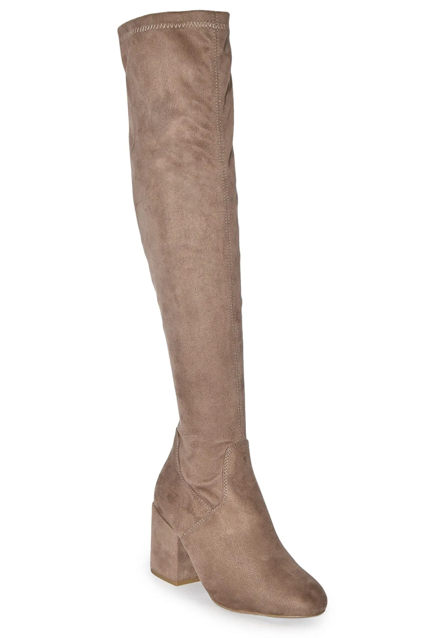 ADA-28 Lace-Up Over The Knee Low Chunky Block Heel Boots