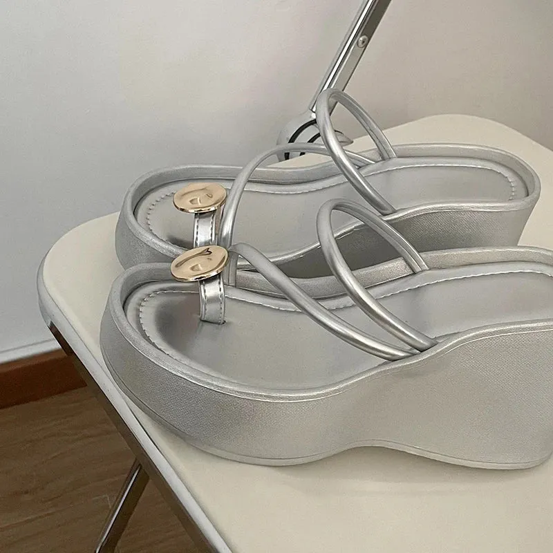 binfenxie 2024 Summer Chunky Women Clip Toe Slipper Fashion Elegant Platform Wedges Heel Slides Ladies Gladiator Beach Sandalias Flip Flop