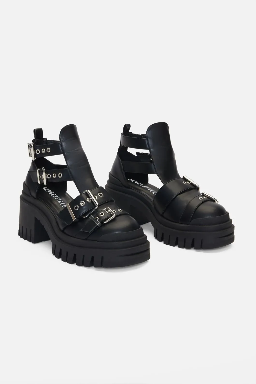 Tread Sole Strappy Boots