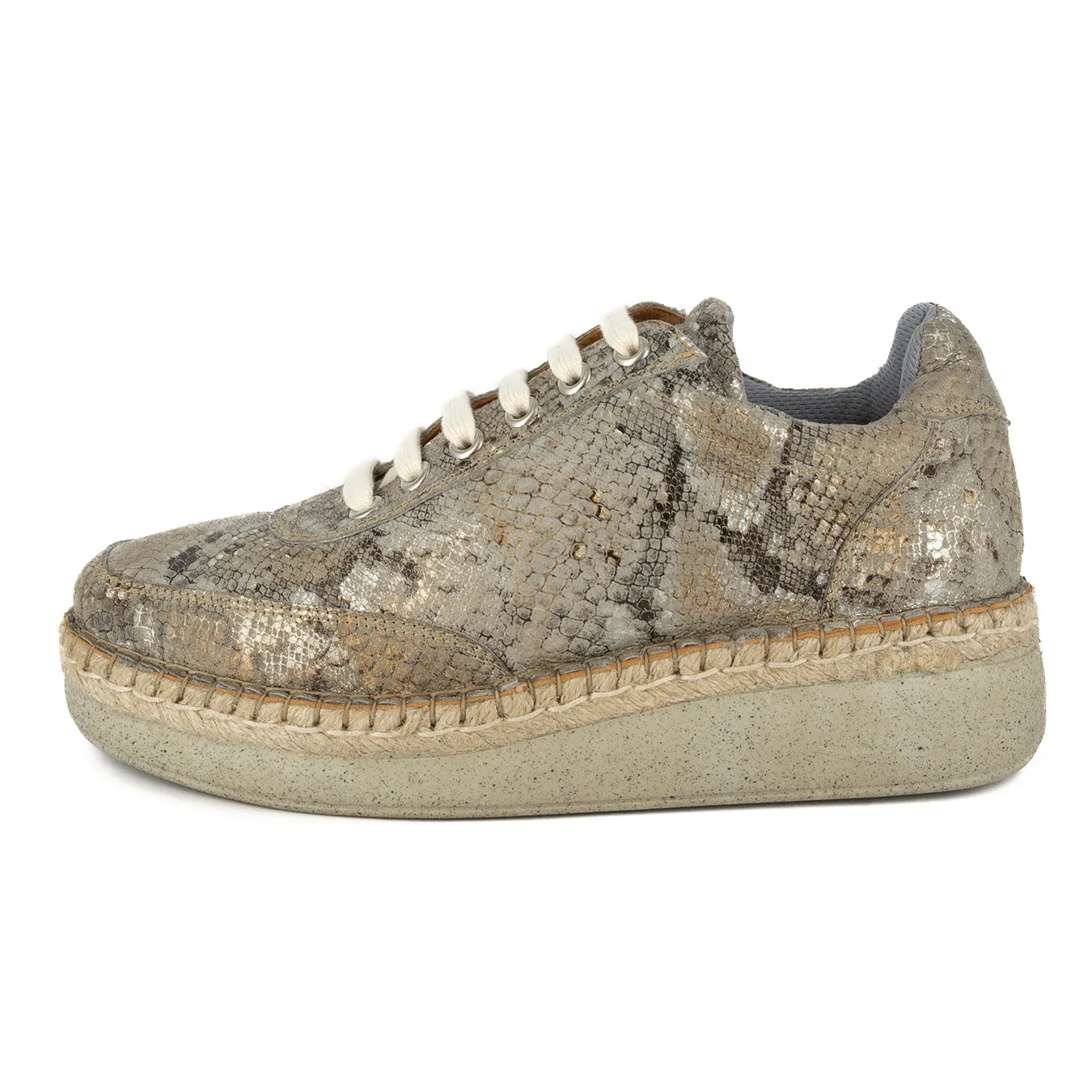 Vuyani : Ladies Leather Platform Espadrille Sneaker in Opal Rockafella