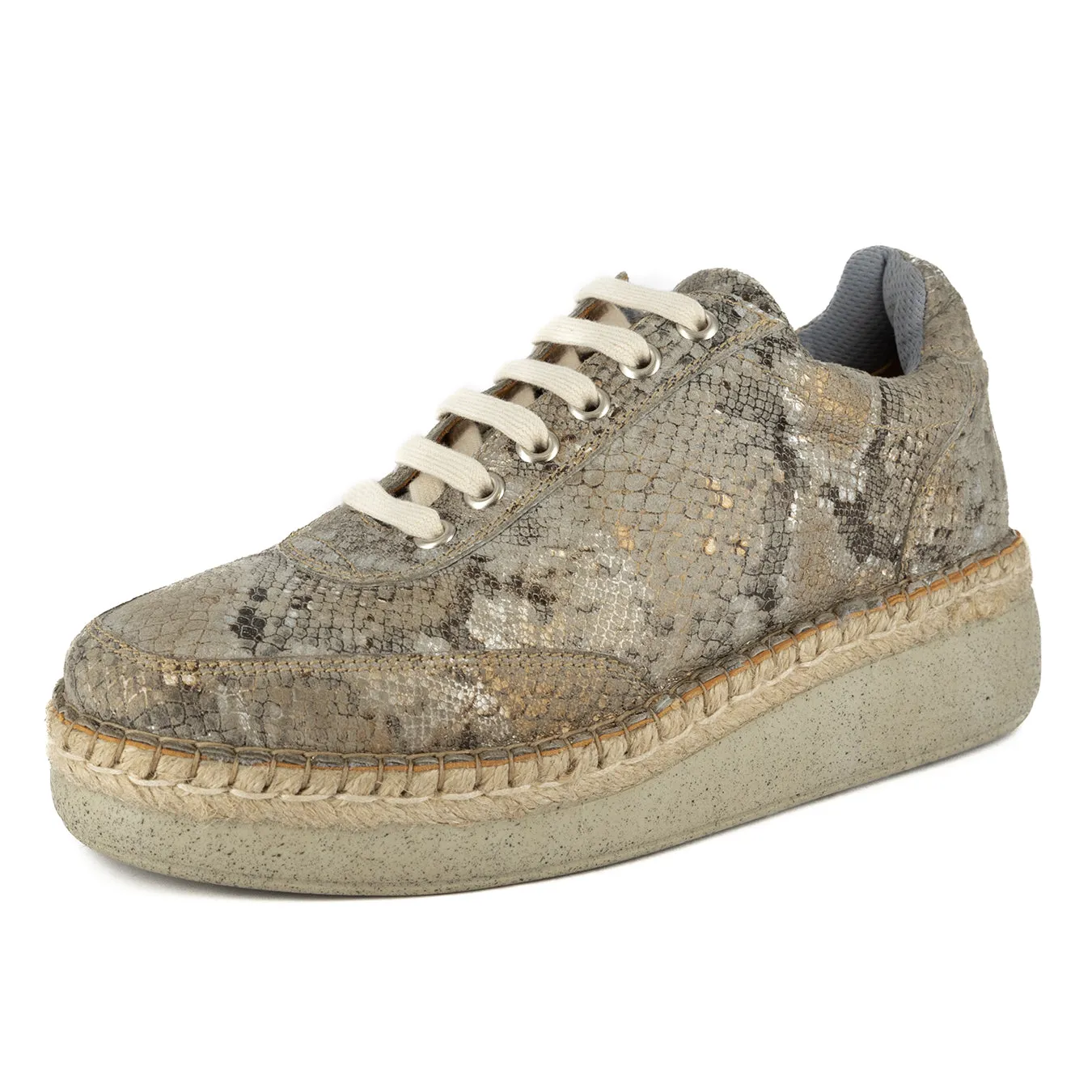 Vuyani : Ladies Leather Platform Espadrille Sneaker in Opal Rockafella